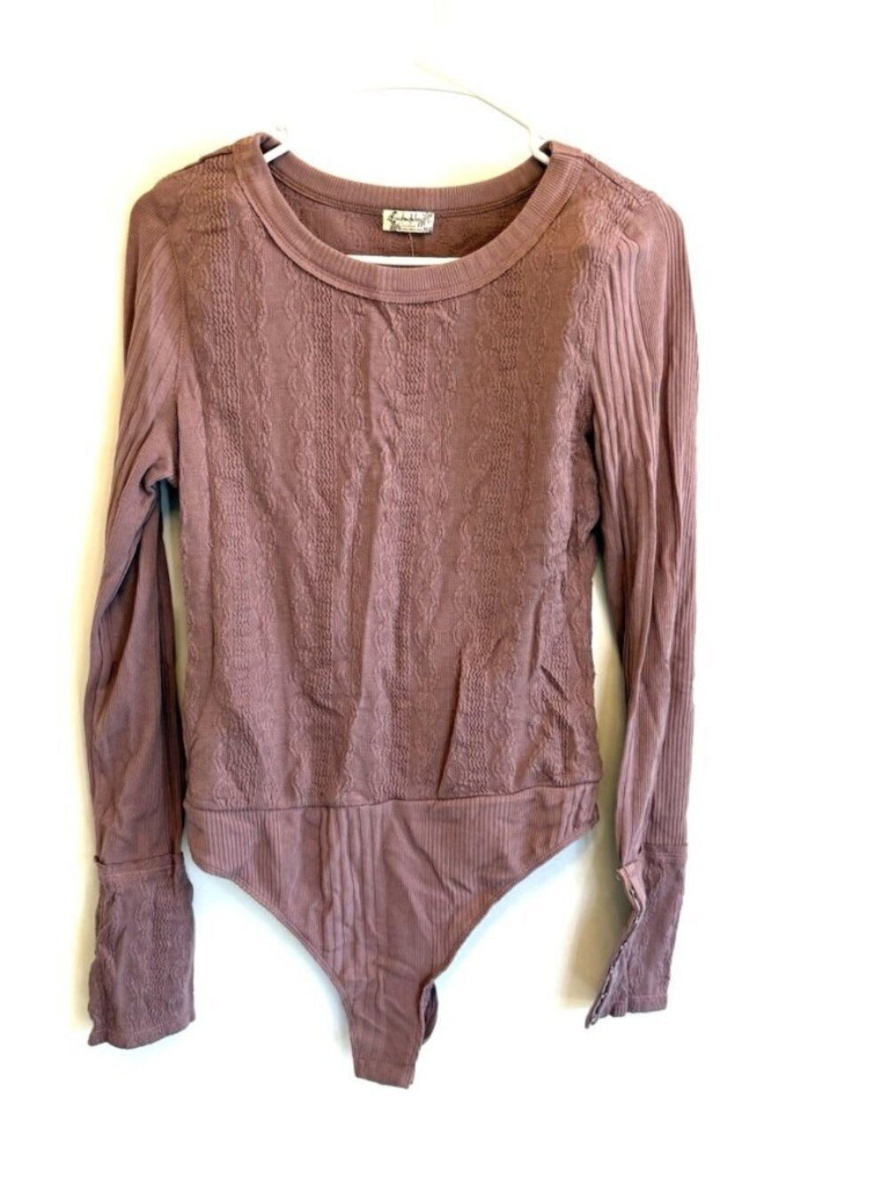 Free People Women’s Purple Long Sleeve Bodysuit Size L